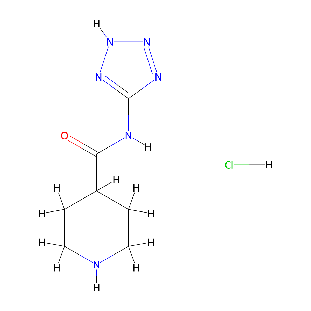N-(1H-1,2,3,4-tetrazol-5-yl)piperidine-4-carboxamide hydrochloride molecular structure, CAS 1859066-14-0