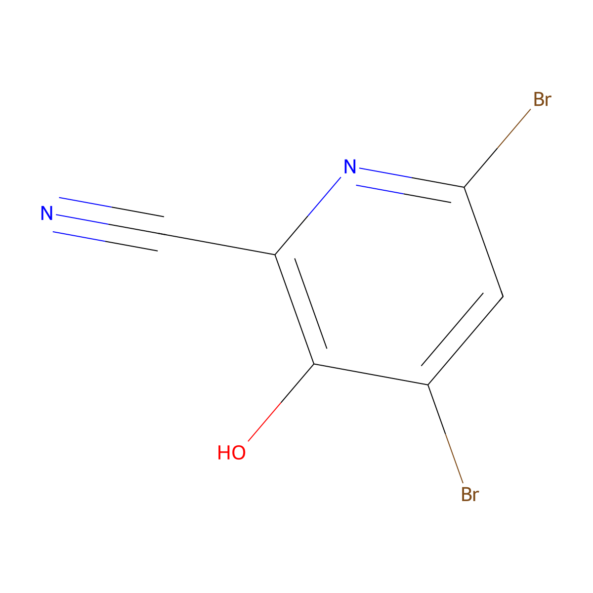 4,6-Dibromo-3-hydroxypyridine-2-carbonitrile molecular structure, CAS 1859081-53-0