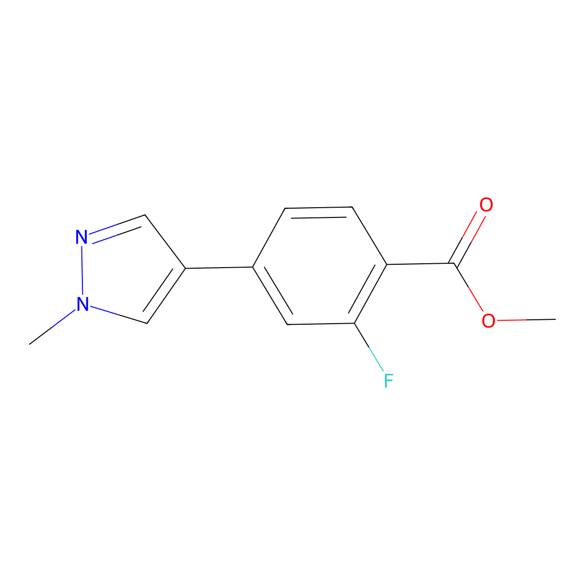 methyl 2-fluoro-4-(1-methyl-1H-pyrazol-4-yl)benzoate molecular structure, CAS 1859083-89-8