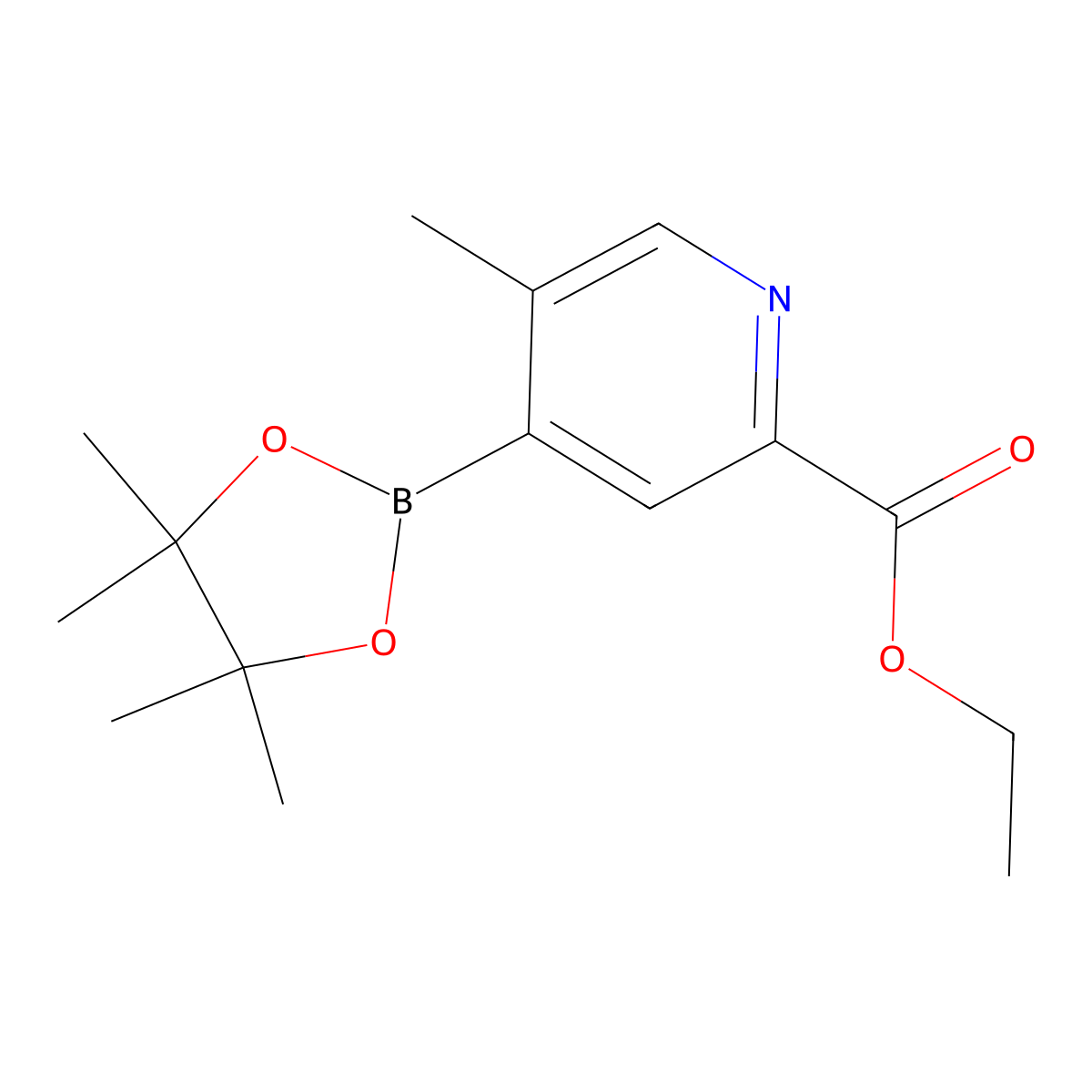 Ethyl 5-methyl-4-(4,4,5,5-tetramethyl-1,3,2-dioxaborolan-2-yl)picolinate molecular structure, CAS 1859083-96-7