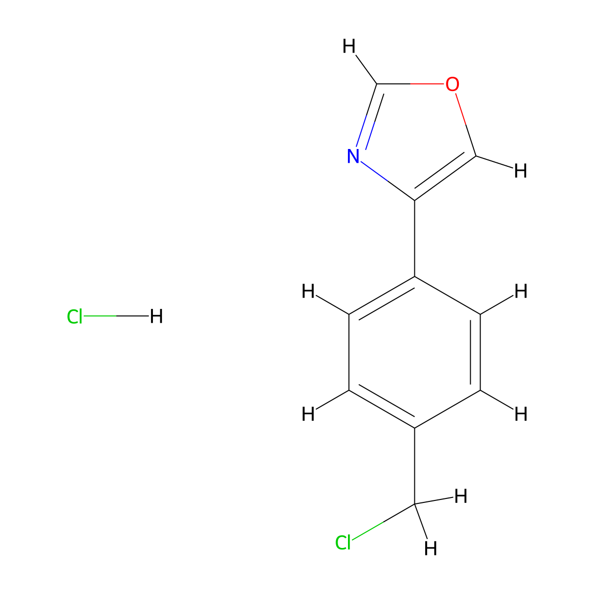 4-(4-(Chloromethyl)phenyl)oxazole hcl molecular structure, CAS 1859085-33-8