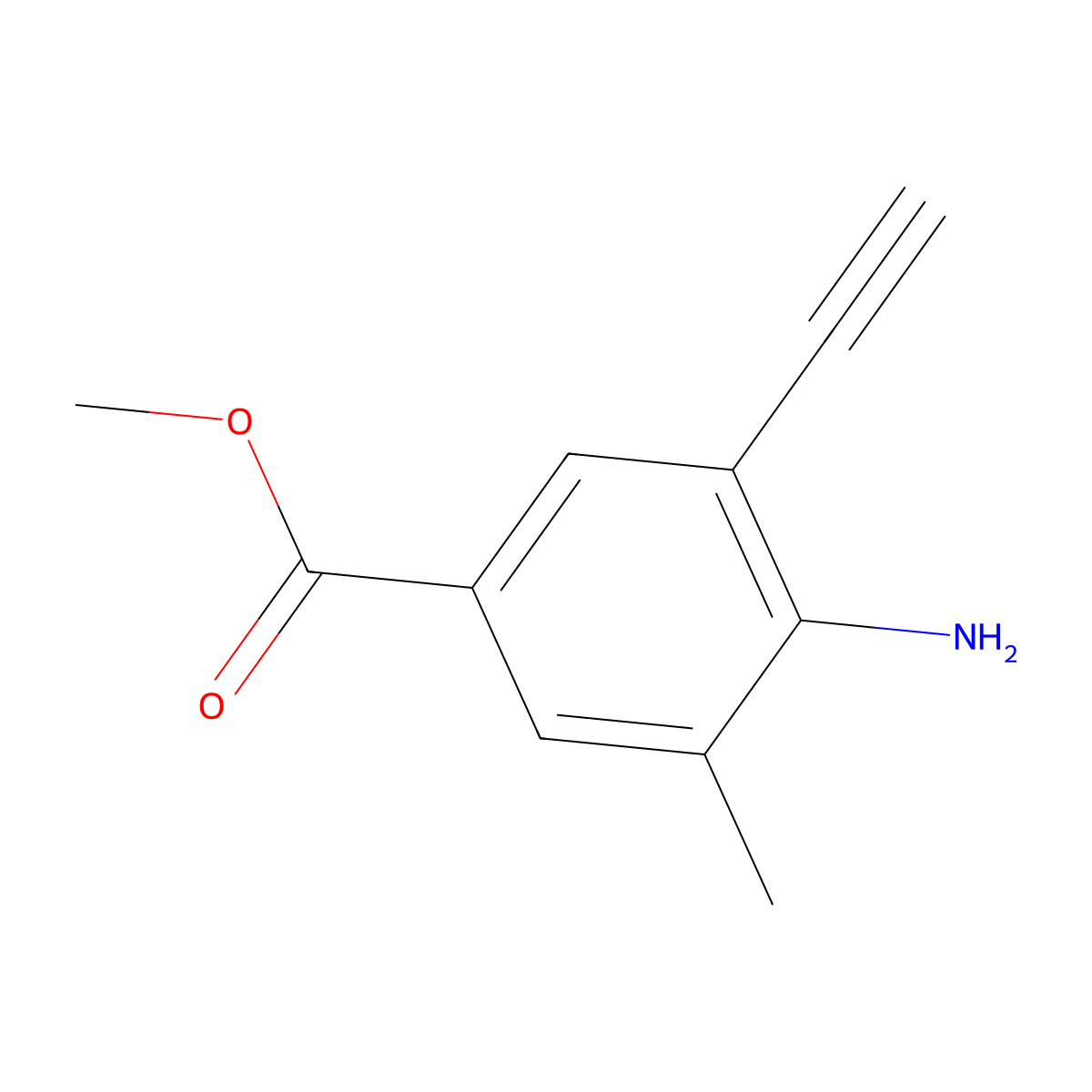 Methyl 4-amino-3-ethynyl-5-methylbenzoate molecular structure, CAS 1859126-50-3