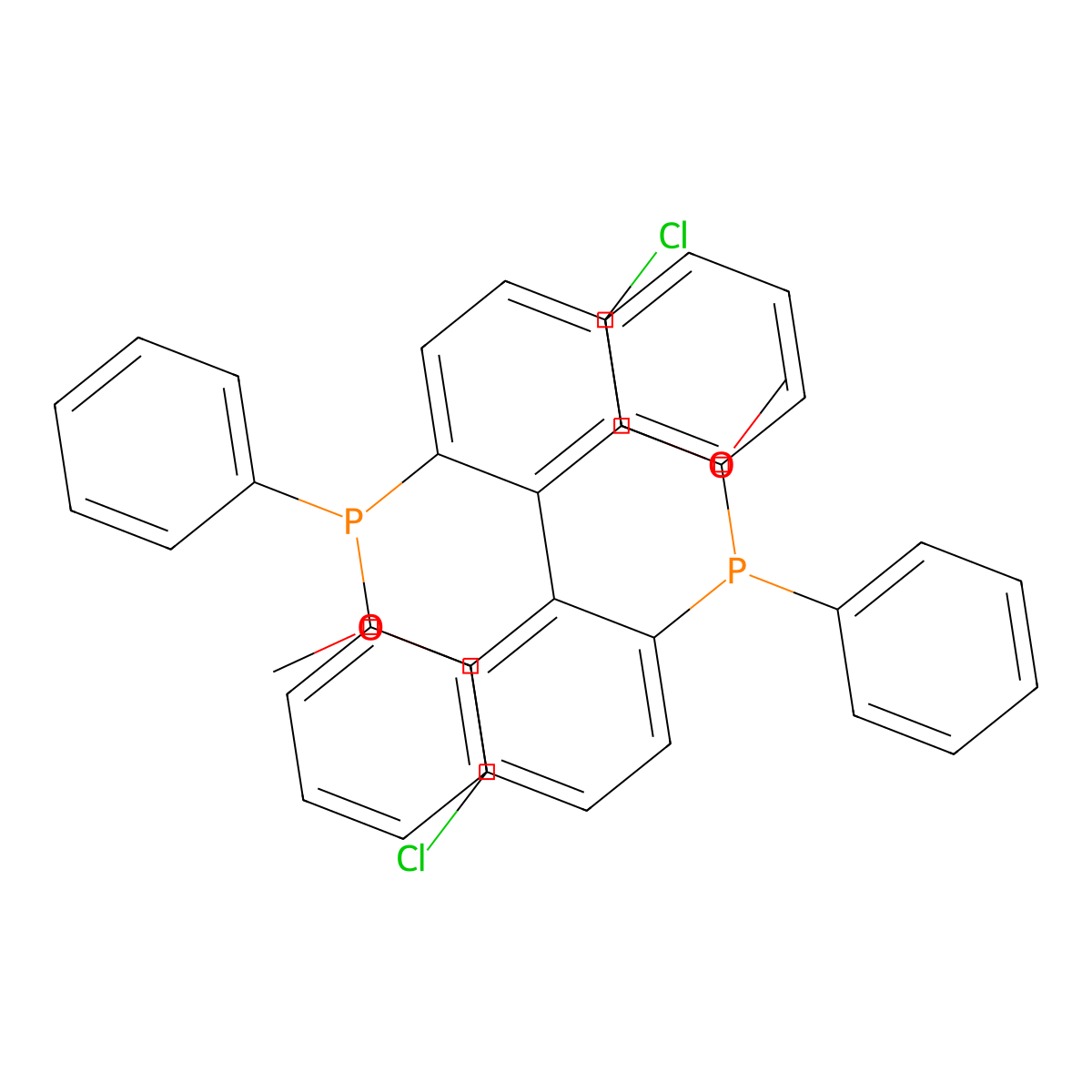 (R)-(5,5'-Dichloro-6,6'-dimethoxy-[1,1'-biphenyl]-2,2'-diyl)bis(diphenylphosphine) , (R)-Cl-MeO-BIPHEP molecular structure, CAS 185913-97-7