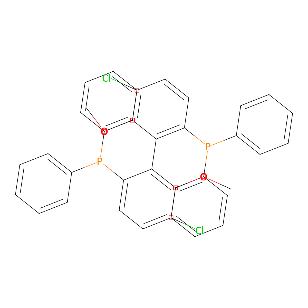 (S)-(-)-5,5'-Dichloro-6,6'-dimethoxy-2,2'-bis(diphenylphosphino)-1,1'-biphenyl , (S)-Cl-MeO-BIPHEP molecular structure, CAS 185913-98-8