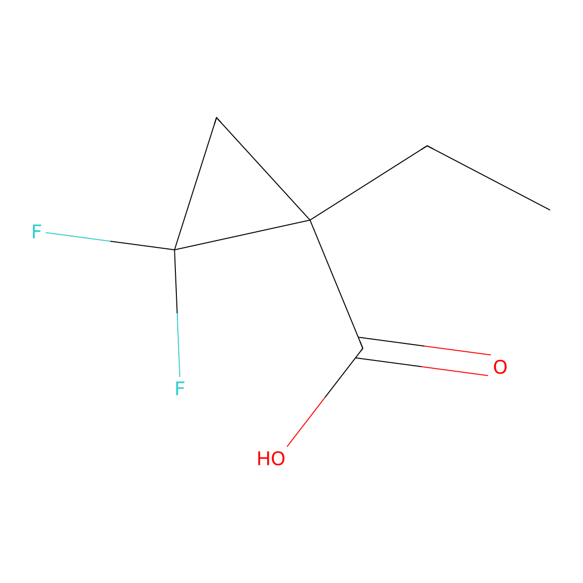 1-Ethyl-2,2-difluorocyclopropane-1-carboxylic acid molecular structure, CAS 1859140-36-5