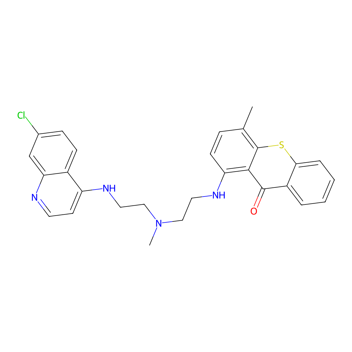 1-(2-(2-((7-Chloroquinolin-4-yl)amino)ethyl-methylamino)ethylamino)-4-methylthioxanthen-9-one molecular structure, CAS 1859141-26-6