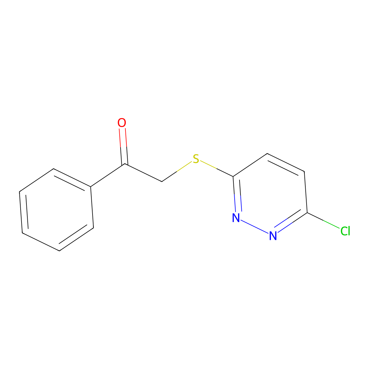 Acetophenone, 2-[(6-chloro-3-pyridazinyl)thio]- molecular structure, CAS 18592-51-3