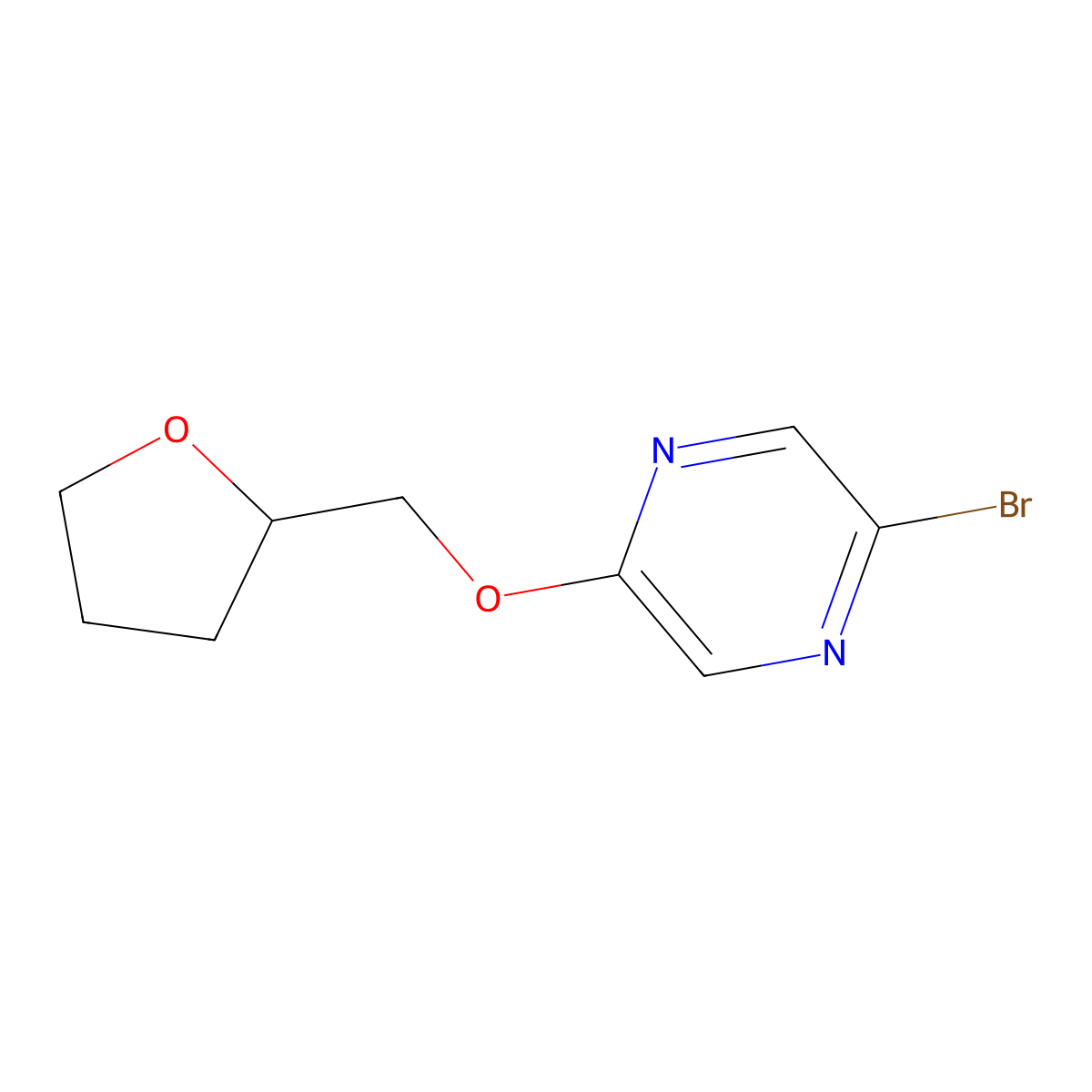 2-Bromo-5-((tetrahydrofuran-2-yl)methoxy)pyrazine molecular structure, CAS 1859211-55-4