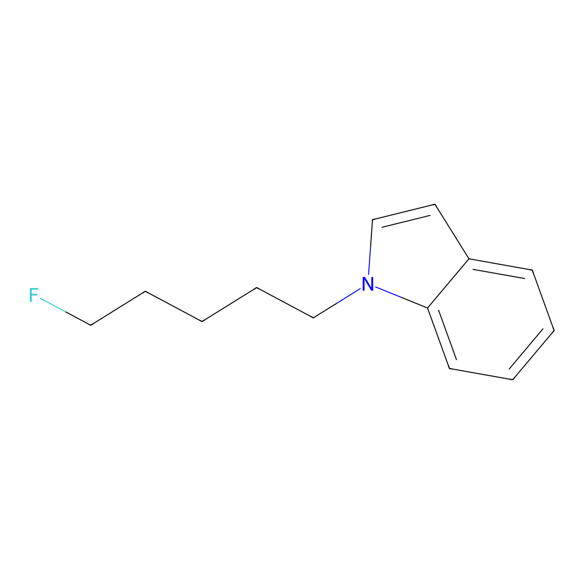1-(5-fluoropentyl)-1H-indole molecular structure, CAS 1859218-30-6