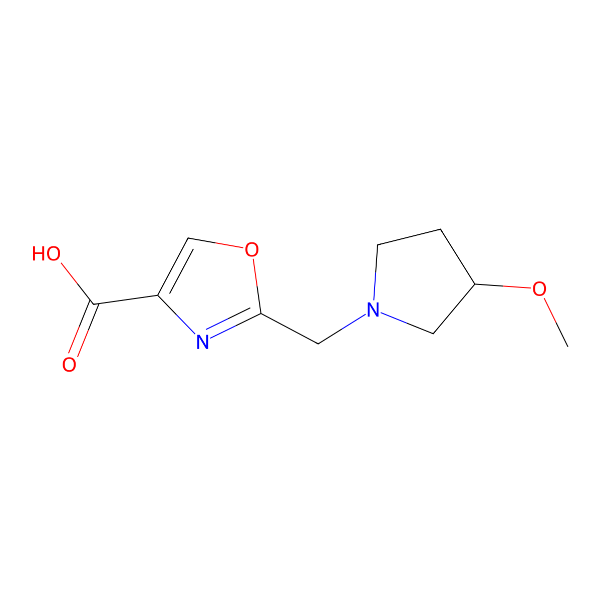 2-[(3-Methoxypyrrolidin-1-yl)methyl]-1,3-oxazole-4-carboxylic acid molecular structure, CAS 1859255-79-0