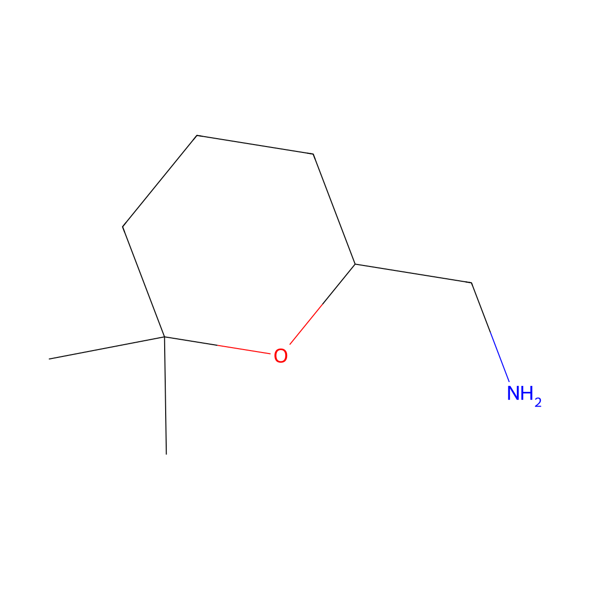 (6,6-Dimethyloxan-2-yl)methanamine molecular structure, CAS 1859276-90-6