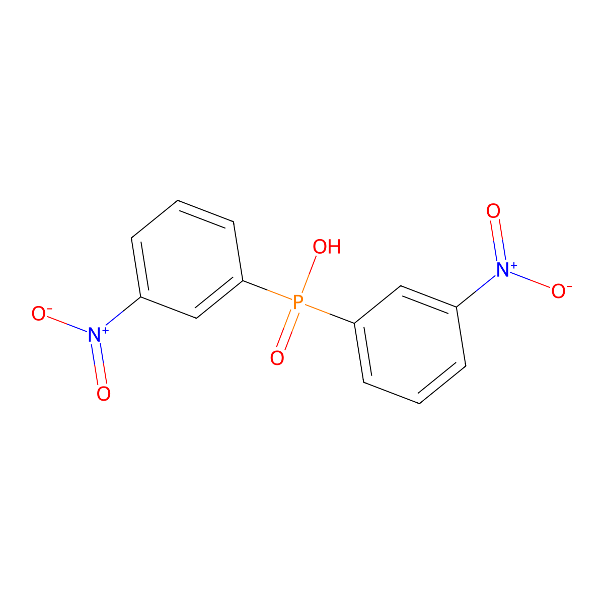 P,P-Bis(3-nitrophenyl)phosphinic acid molecular structure, CAS 18593-20-9