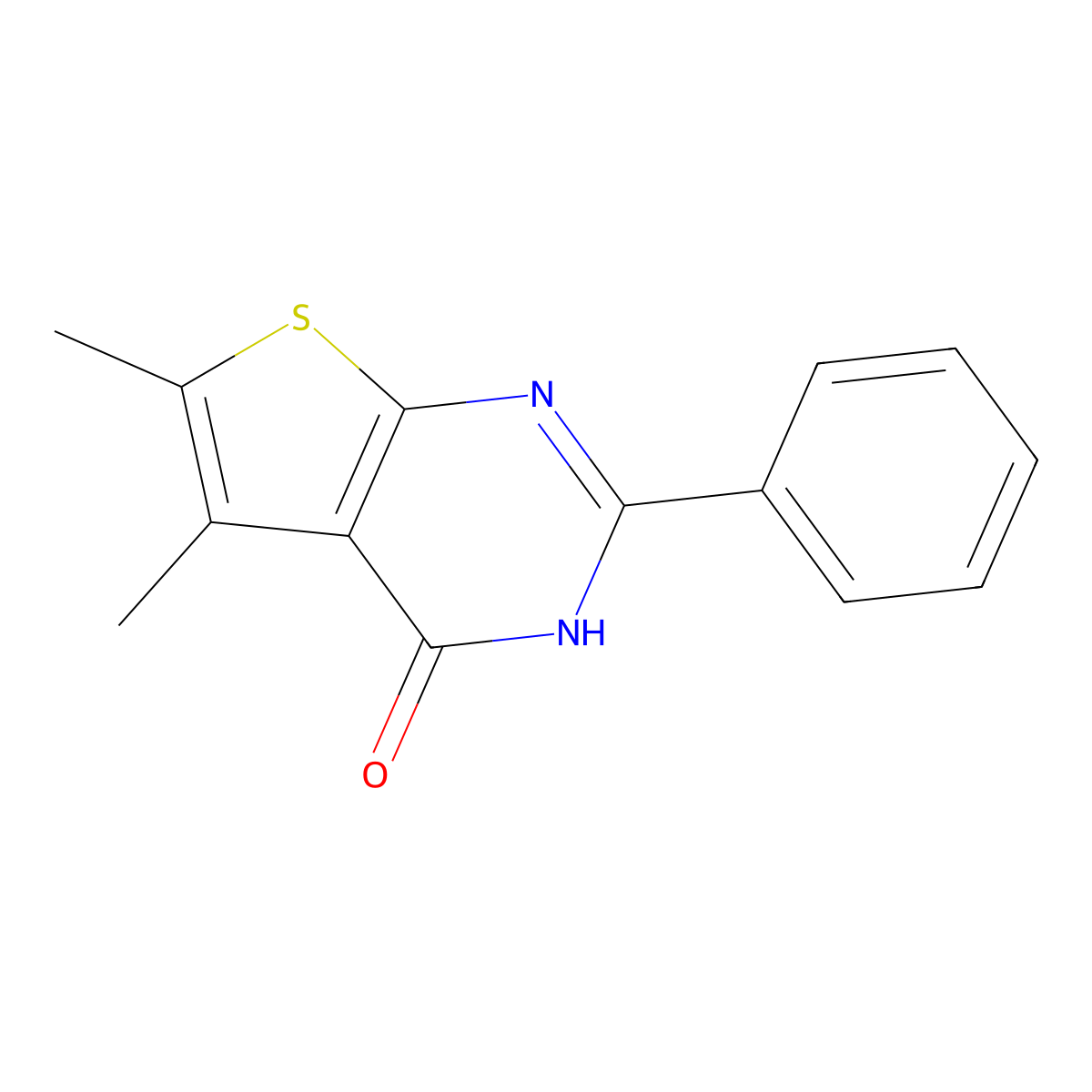 5,6-dimethyl-2-phenylthieno[2,3-d]pyrimidin-4(3H)-one molecular structure, CAS 18593-46-9