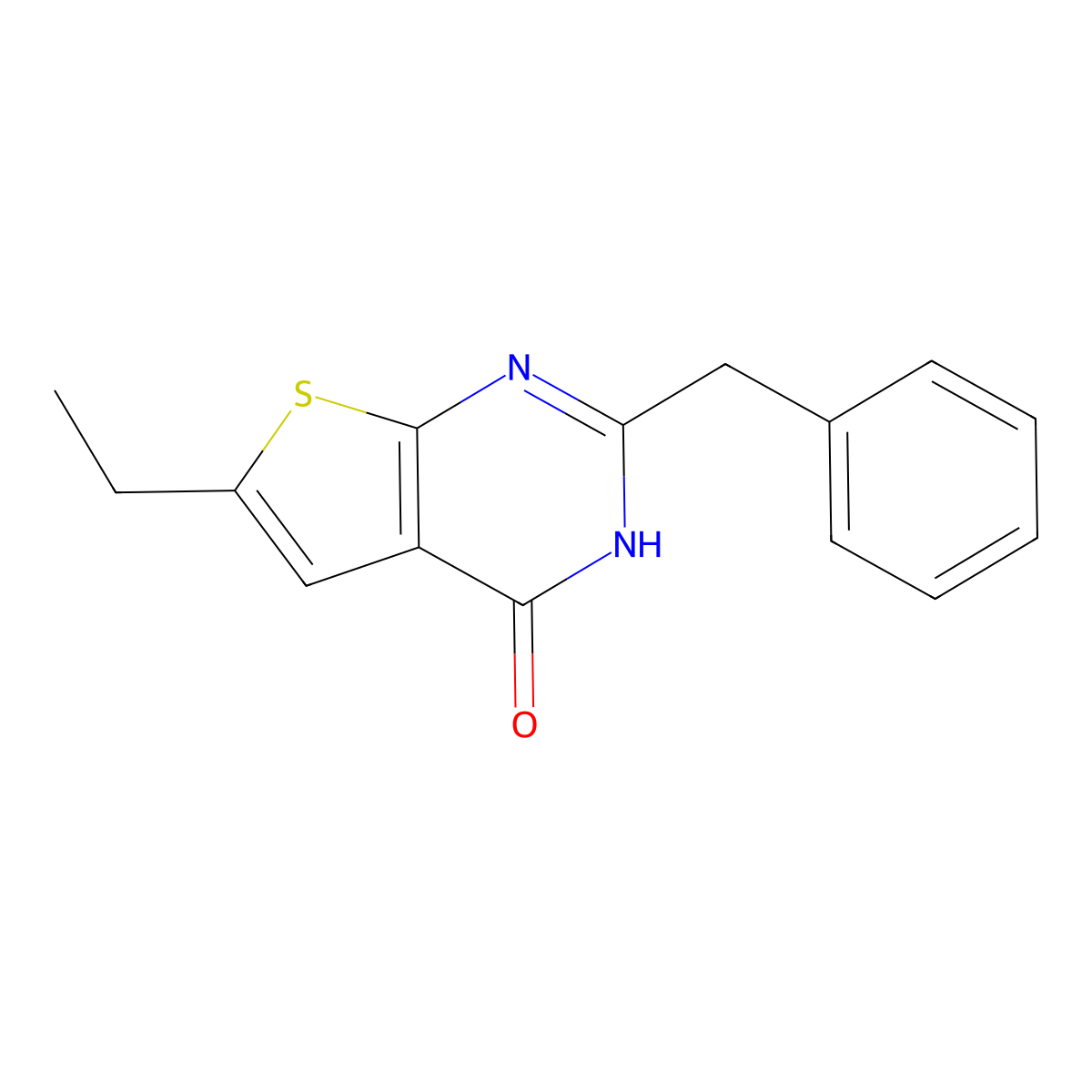 2-benzyl-6-ethyl-3H-thieno[2,3-d]pyrimidin-4-one molecular structure, CAS 18593-54-9
