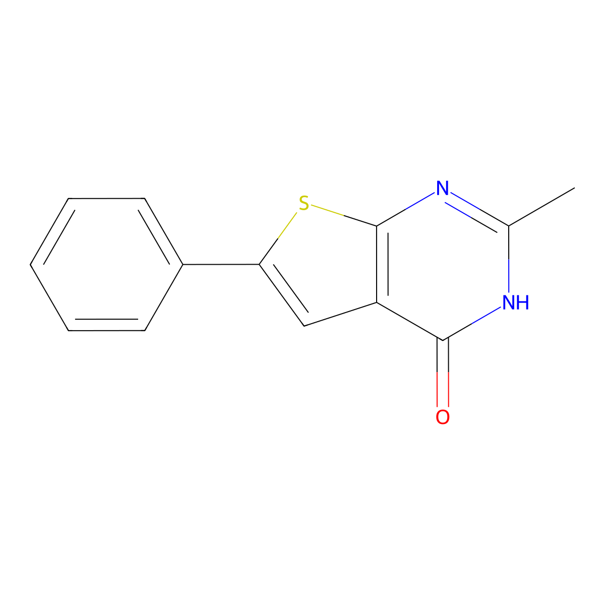 2-Methyl-6-phenyl-3H-thieno[2,3-d]pyrimidin-4-one molecular structure, CAS 18593-59-4