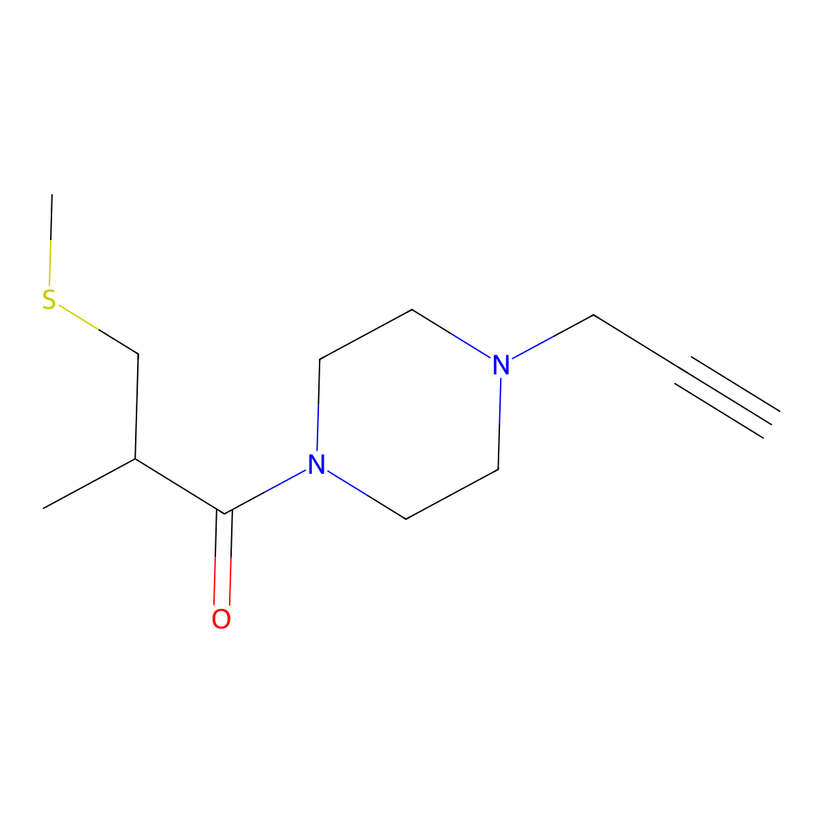 2-Methyl-3-(methylsulfanyl)-1-[4-(prop-2-yn-1-yl)piperazin-1-yl]propan-1-one molecular structure, CAS 1859356-52-7