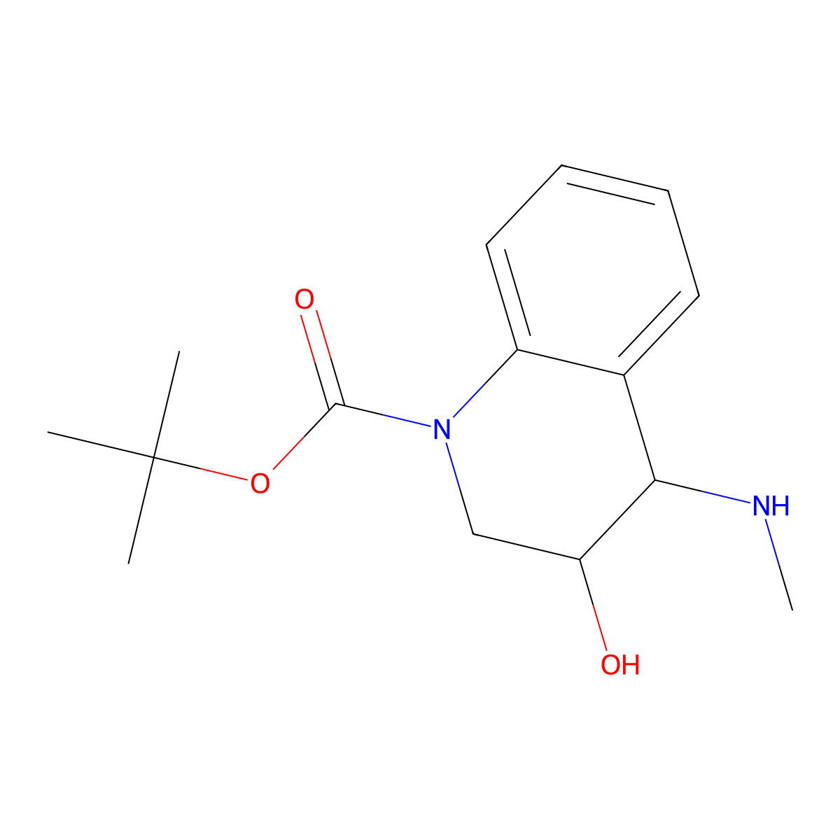 tert-butyl (3S,4S)-3-hydroxy-4-(methylamino)-1,2,3,4-tetrahydroquinoline-1-carboxylate molecular structure, CAS 185943-07-1
