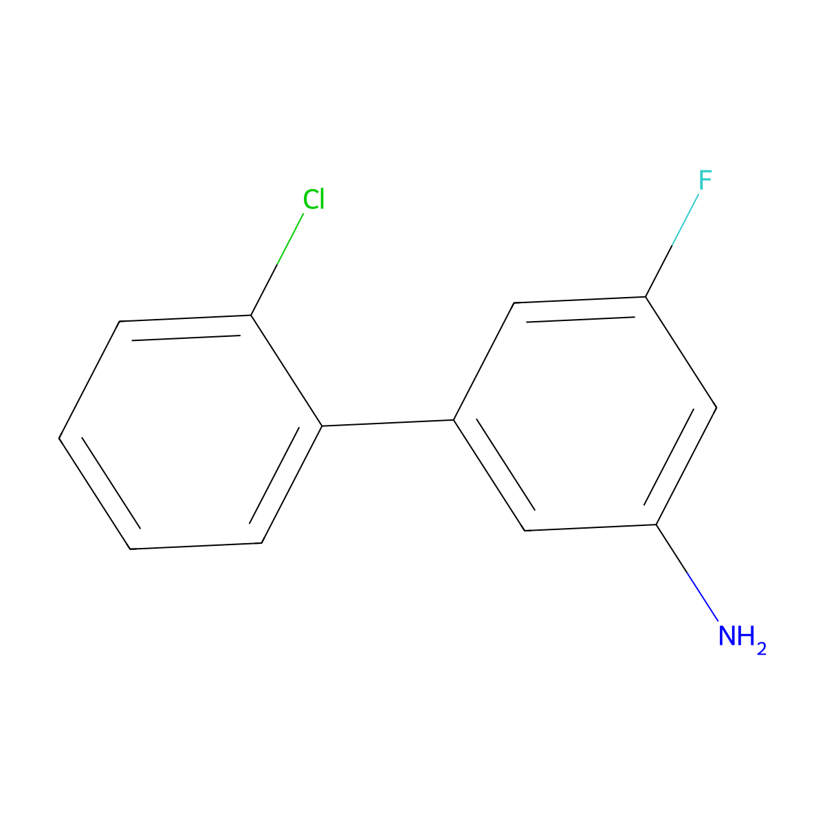 2'-Chloro-5-fluoro[1,1'-biphenyl]-3-amine molecular structure, CAS 1859446-94-8