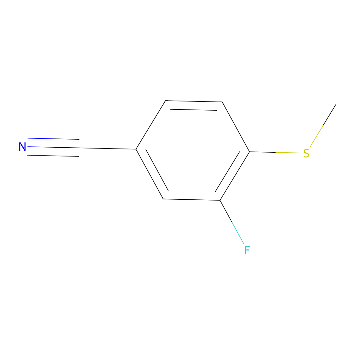 3-Fluoro-4-methylsulfanylbenzonitrile molecular structure, CAS 185946-04-7