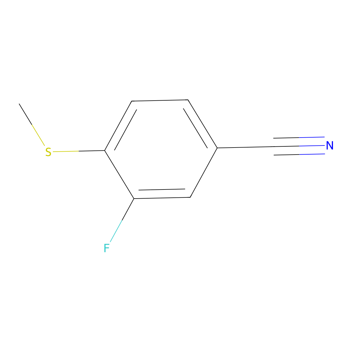 3-Fluoro-4-methylsulfanylbenzonitrile molecular structure, CAS 185946-04-7
