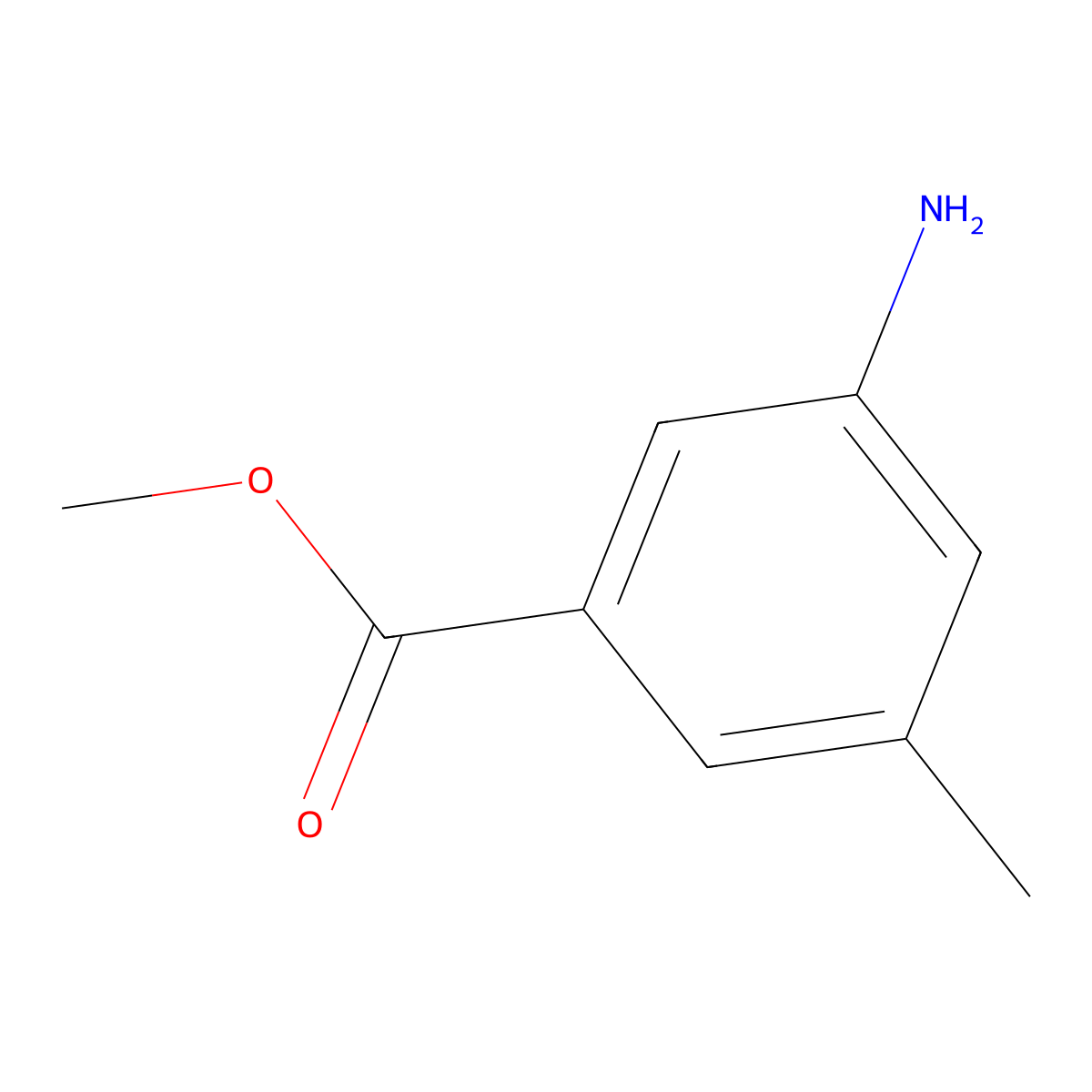 Methyl 3-amino-5-methylbenzoate molecular structure, CAS 18595-15-8