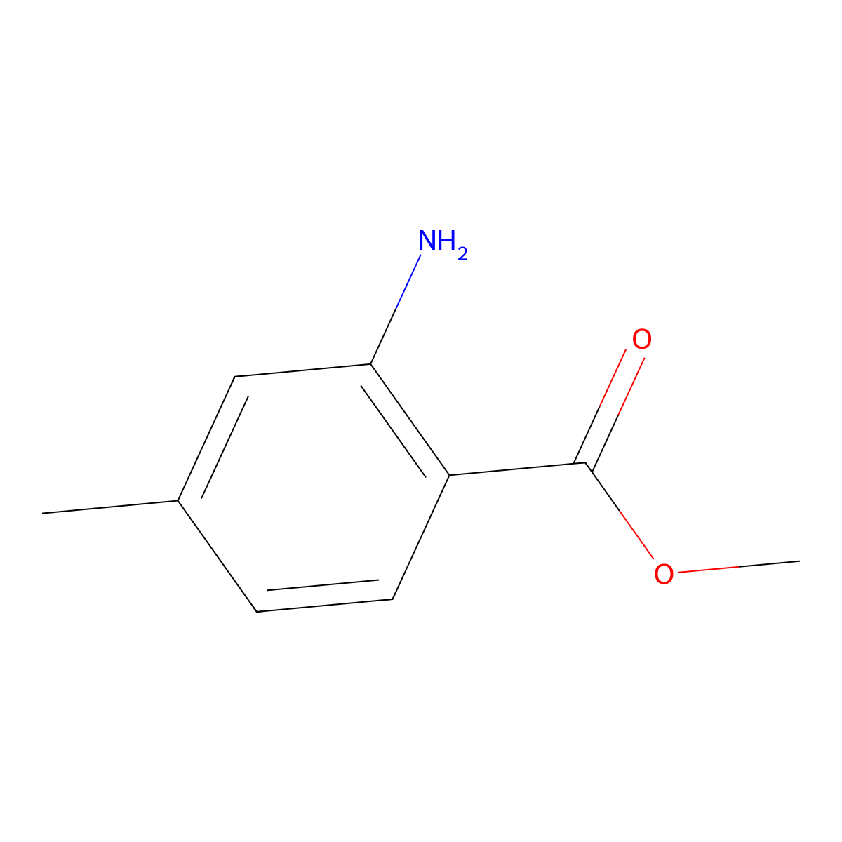 Methyl 2-amino-4-methylbenzoate molecular structure, CAS 18595-17-0