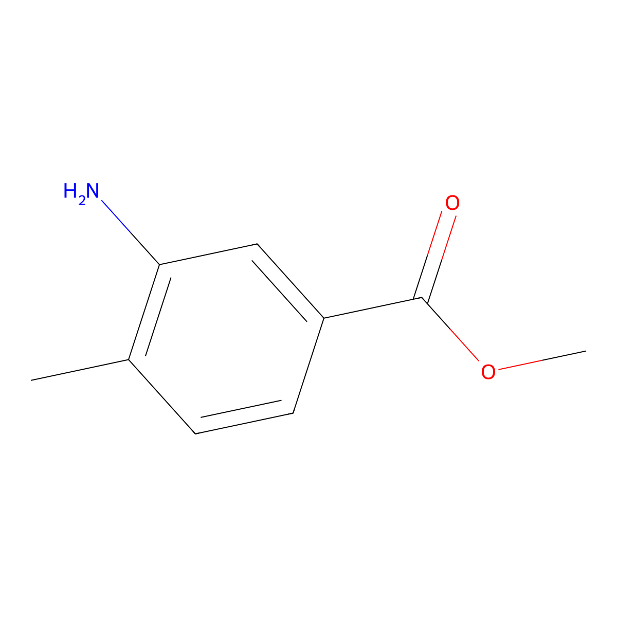 Methyl 3-amino-4-methylbenzoate molecular structure, CAS 18595-18-1