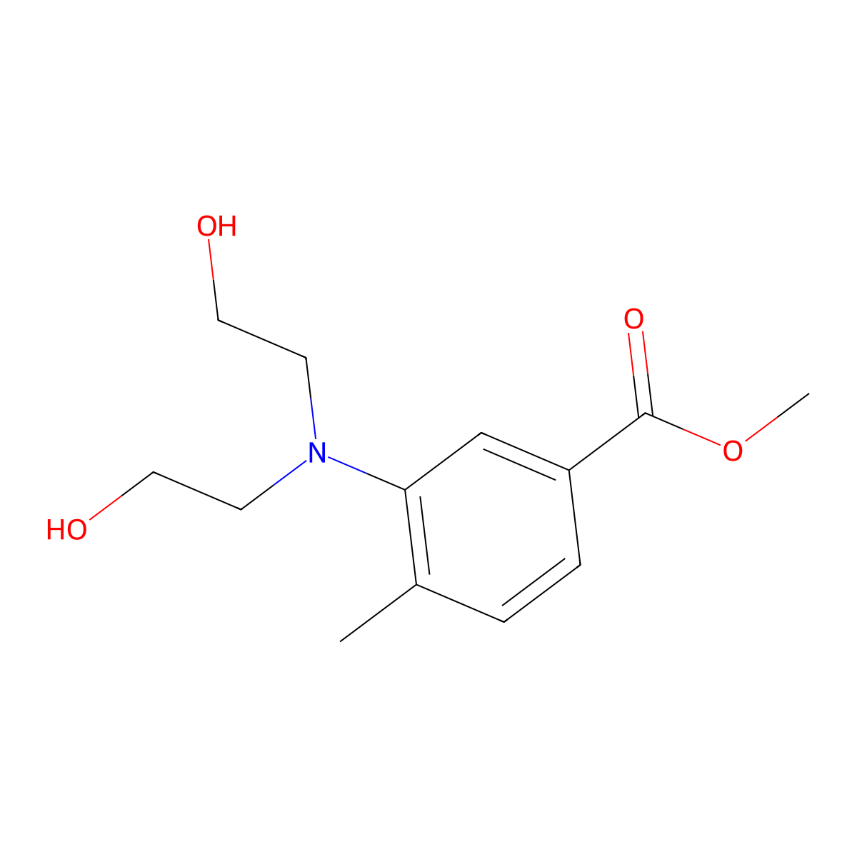 Methyl 3-[bis(2-hydroxyethyl)amino]-4-methylbenzoate molecular structure, CAS 18595-32-9