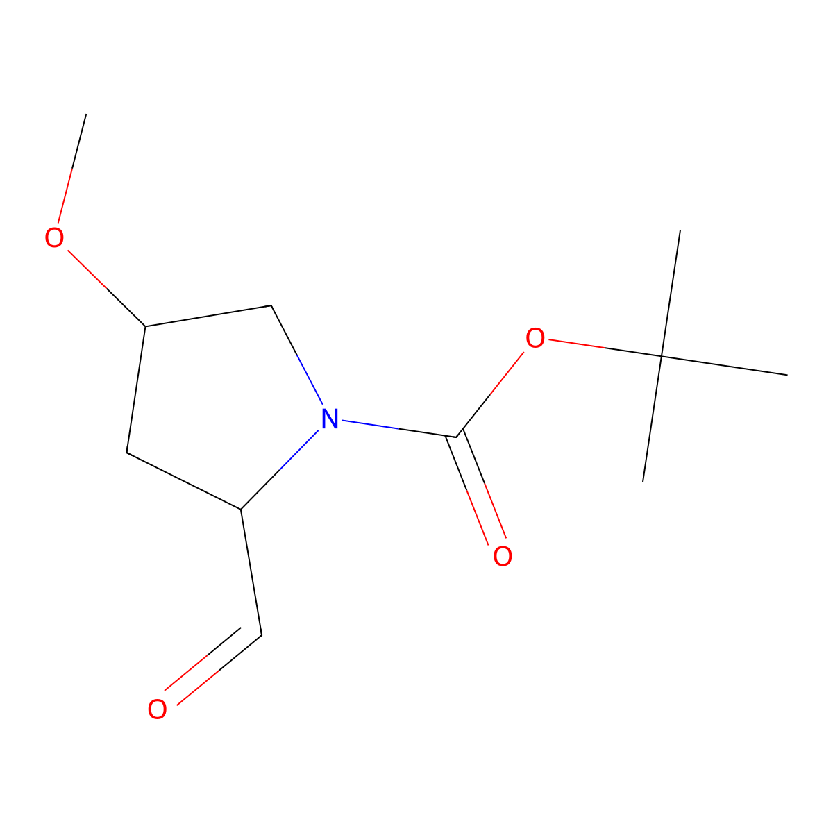 tert-butyl (2S,4R)-2-formyl-4-methoxypyrrolidine-1-carboxylate molecular structure, CAS 185951-21-7