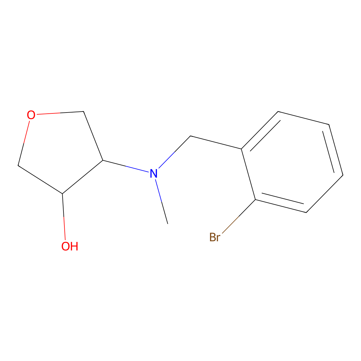 4-{[(2-Bromophenyl)methyl](methyl)amino}oxolan-3-ol molecular structure, CAS 1859534-41-0