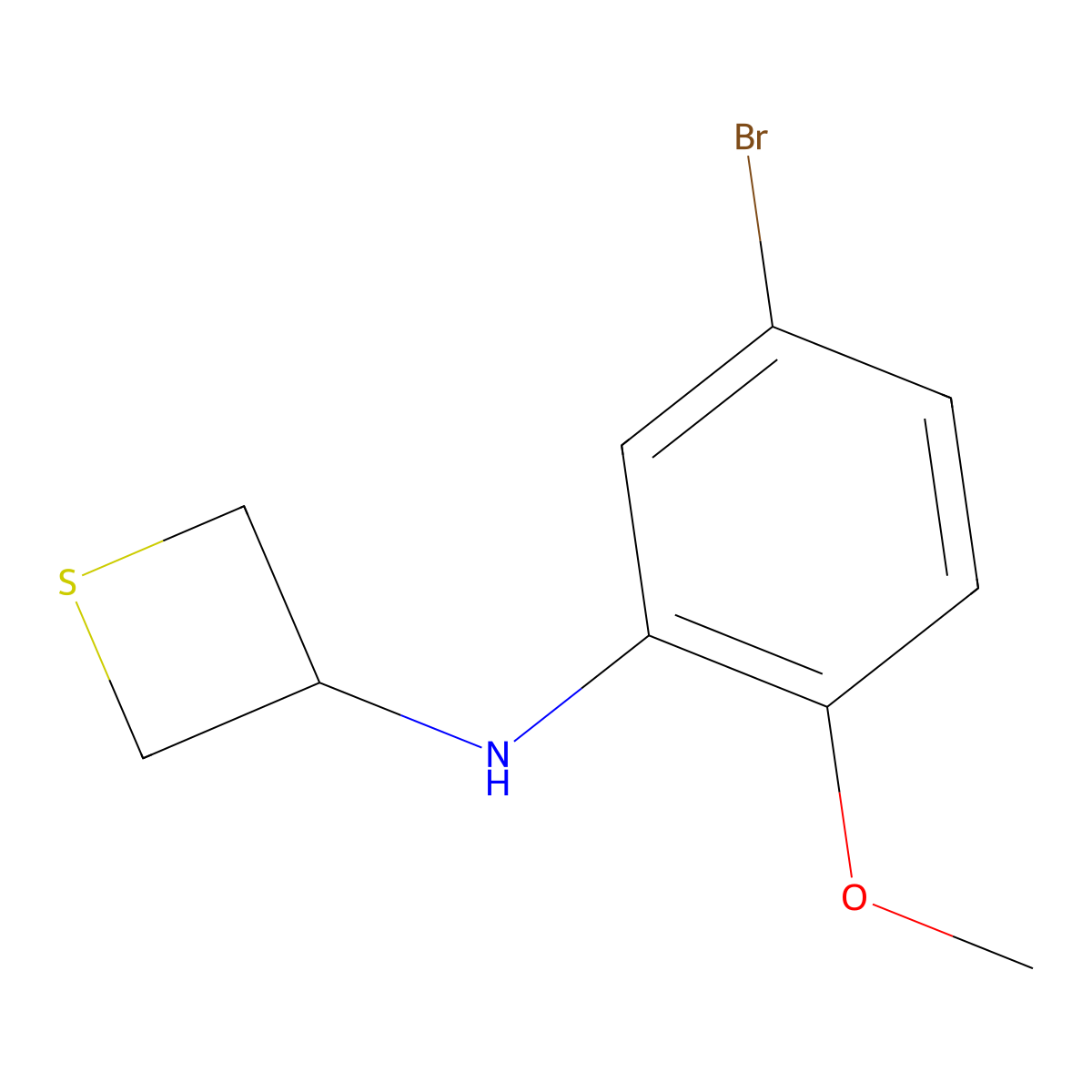 N-(5-Bromo-2-methoxyphenyl)thietan-3-amine molecular structure, CAS 1859568-42-5