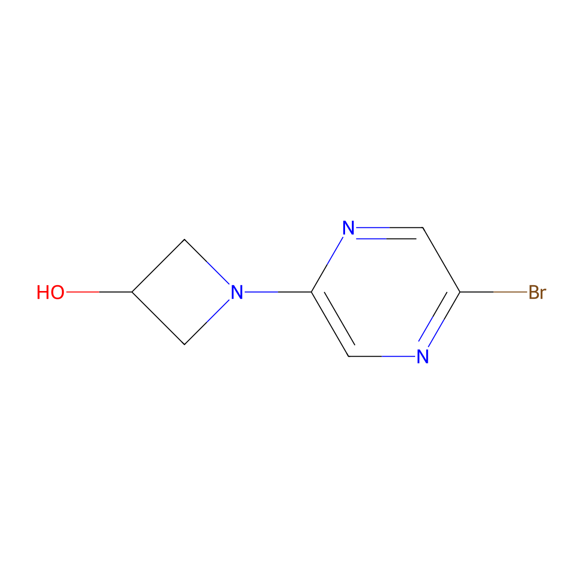1-(5-Bromopyrazin-2-yl)azetidin-3-ol molecular structure, CAS 1859570-90-3