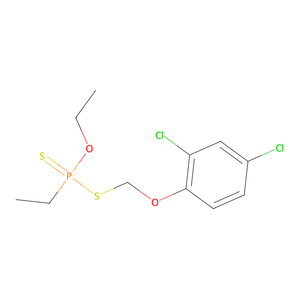 Phosphonodithioic acid, ethyl-, S-((2,4-dichlorophenoxy)methyl) O-ethyl ester molecular structure, CAS 18596-51-5