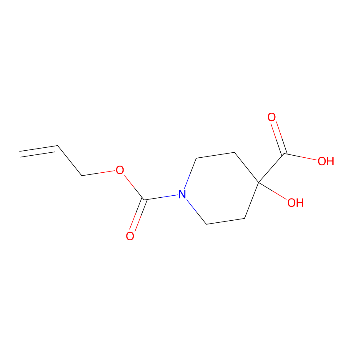 4-Hydroxy-1-[(prop-2-en-1-yloxy)carbonyl]piperidine-4-carboxylic acid molecular structure, CAS 1859626-72-4