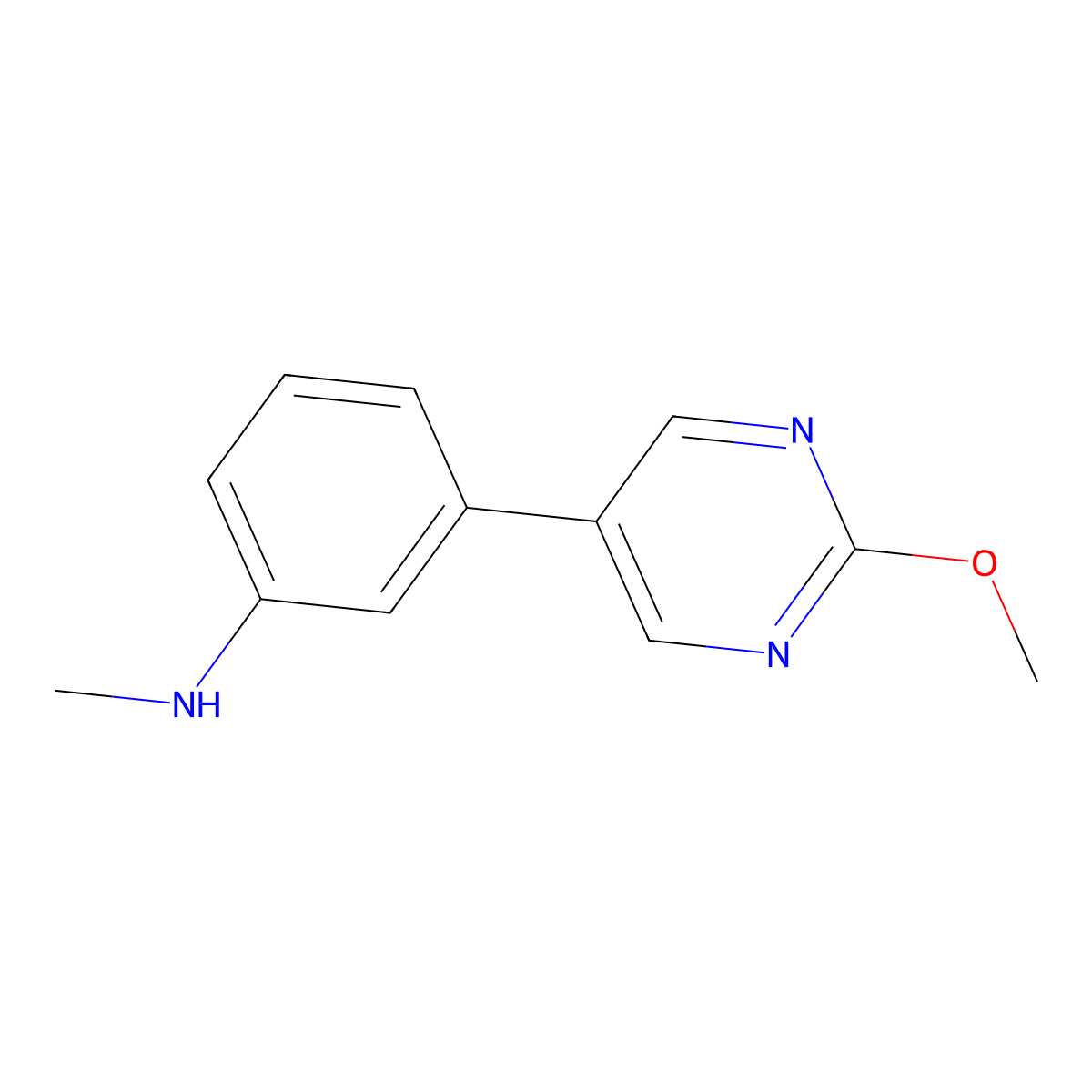 3-(2-Methoxy-5-pyrimidinyl)-N-methylbenzenamine molecular structure, CAS 1859629-85-8