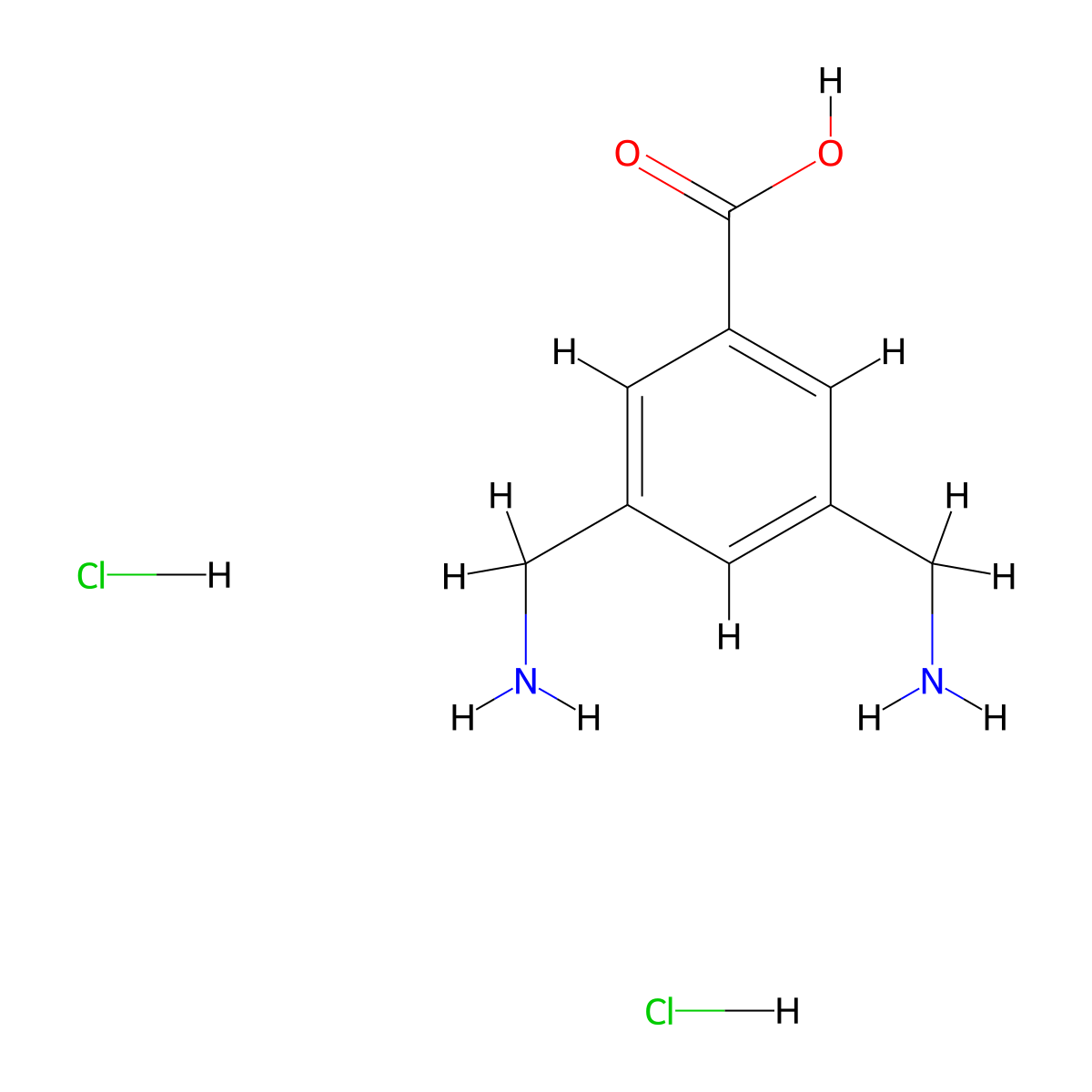3,5-Bis(aminomethyl)benzoic acid dihydrochloride molecular structure, CAS 185963-32-0