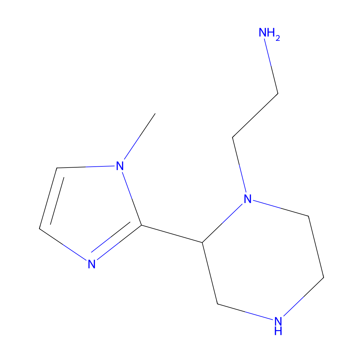 2-[2-(1-methyl-1H-imidazol-2-yl)piperazin-1-yl]ethan-1-amine molecular structure, CAS 1859644-33-9