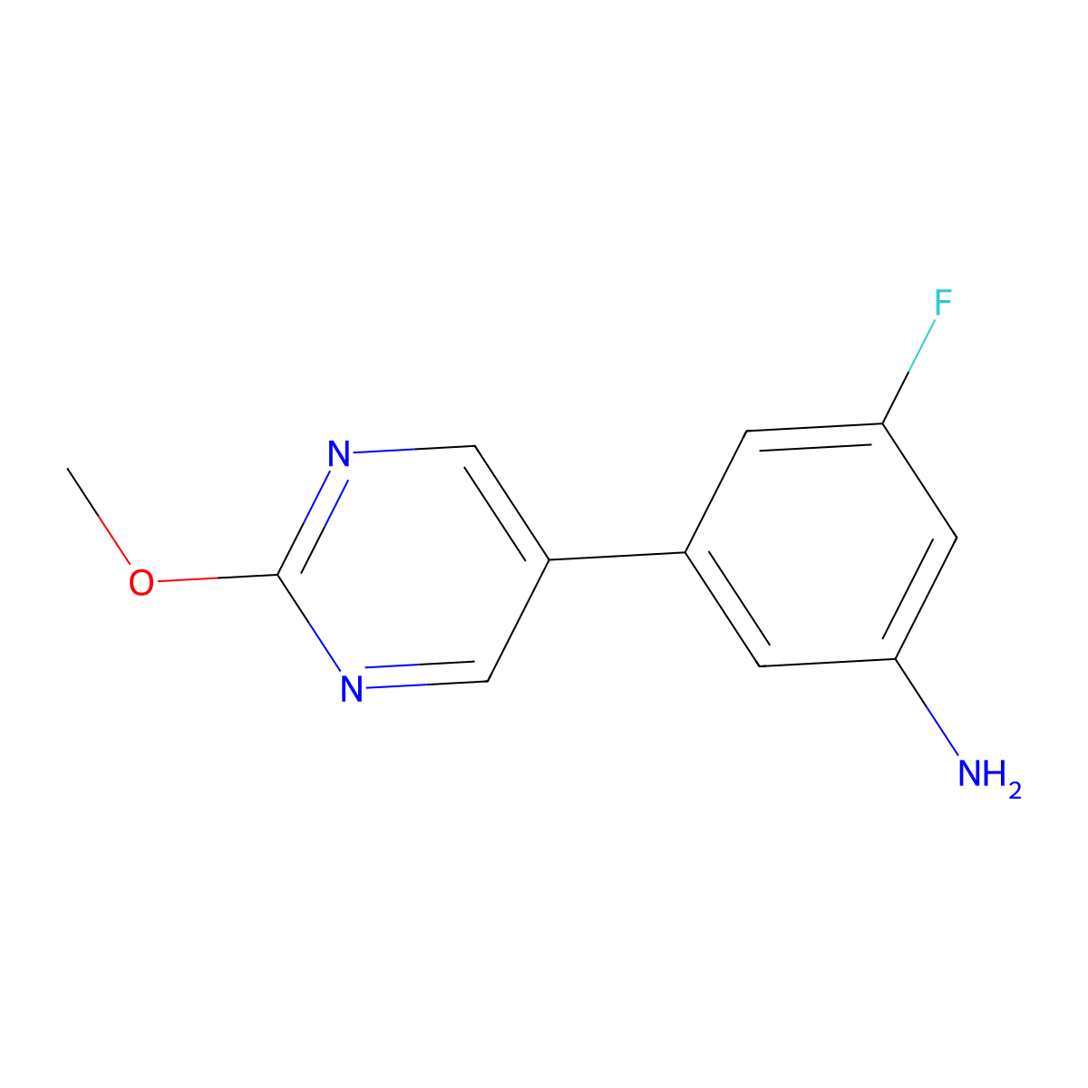 3-Fluoro-5-(2-methoxypyrimidin-5-yl)aniline molecular structure, CAS 1859648-66-0