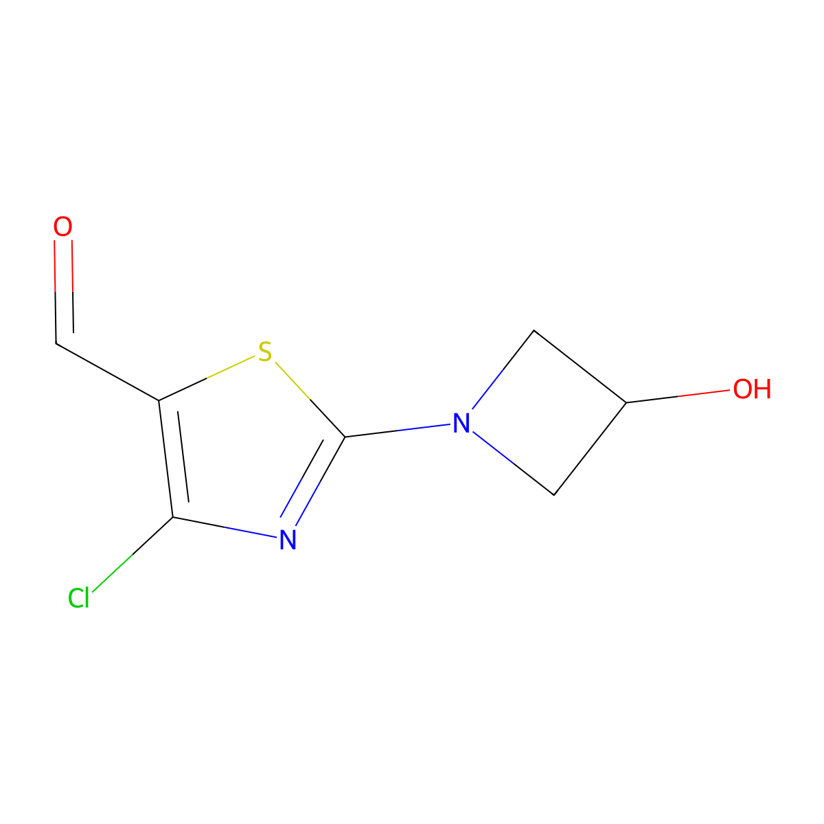4-Chloro-2-(3-hydroxyazetidin-1-YL)thiazole-5-carbaldehyde molecular structure, CAS 1859684-44-8