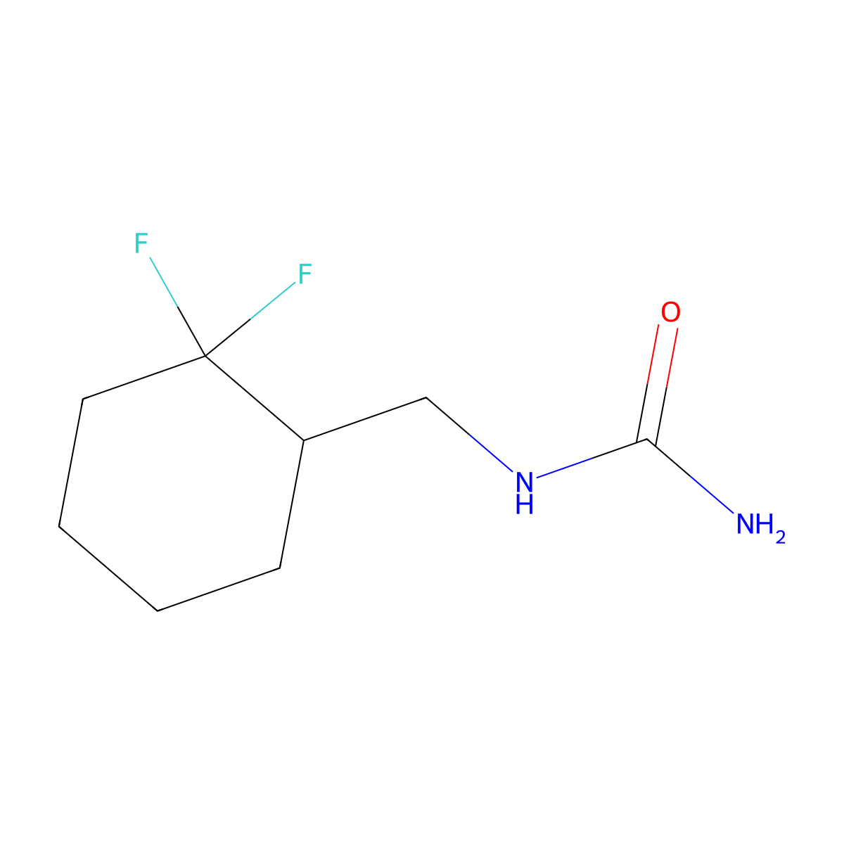 [(2,2-Difluorocyclohexyl)methyl]urea molecular structure, CAS 1859758-91-0