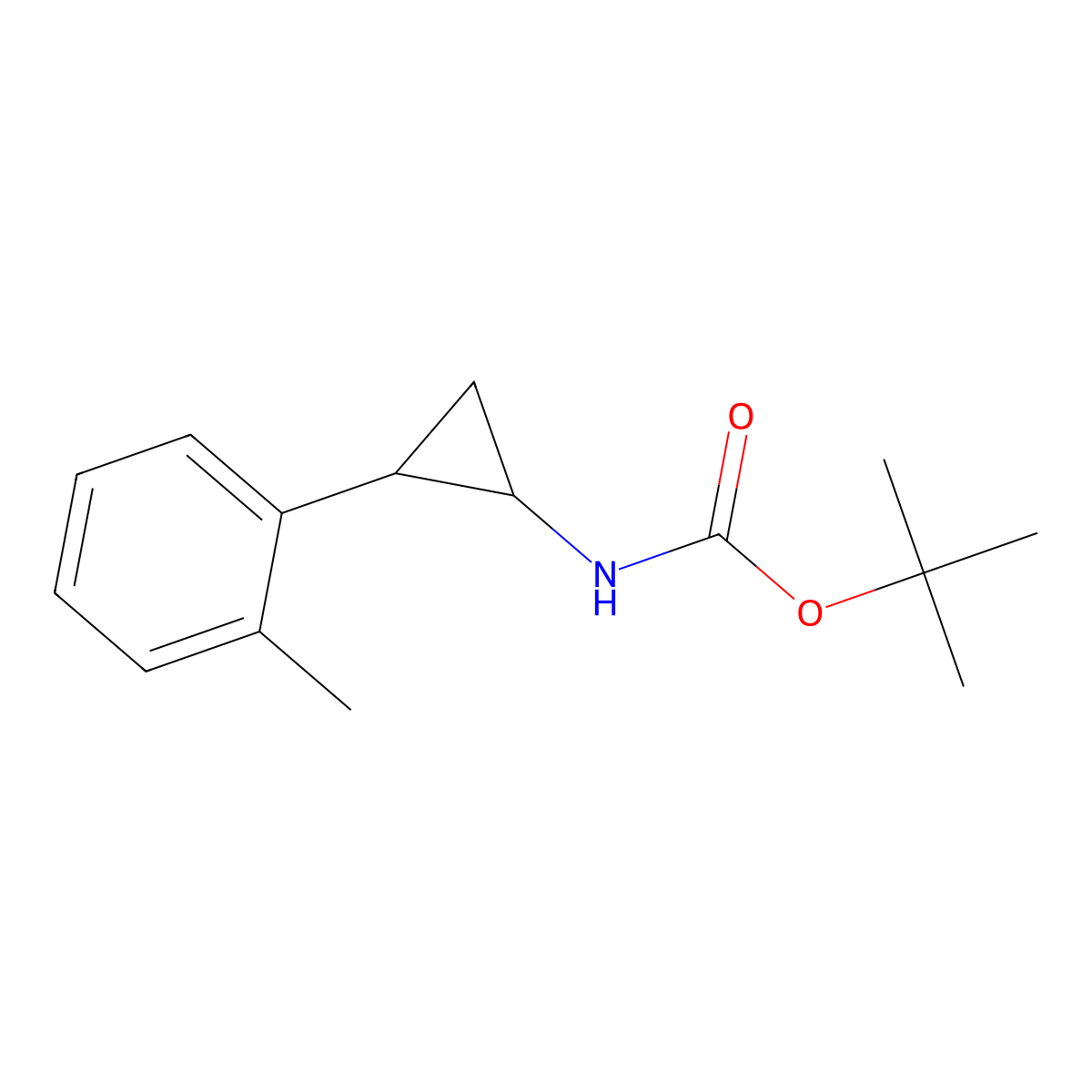 Tert-butyl (trans-2-(o-tolyl)cyclopropyl)carbamate molecular structure, CAS 1859949-36-2