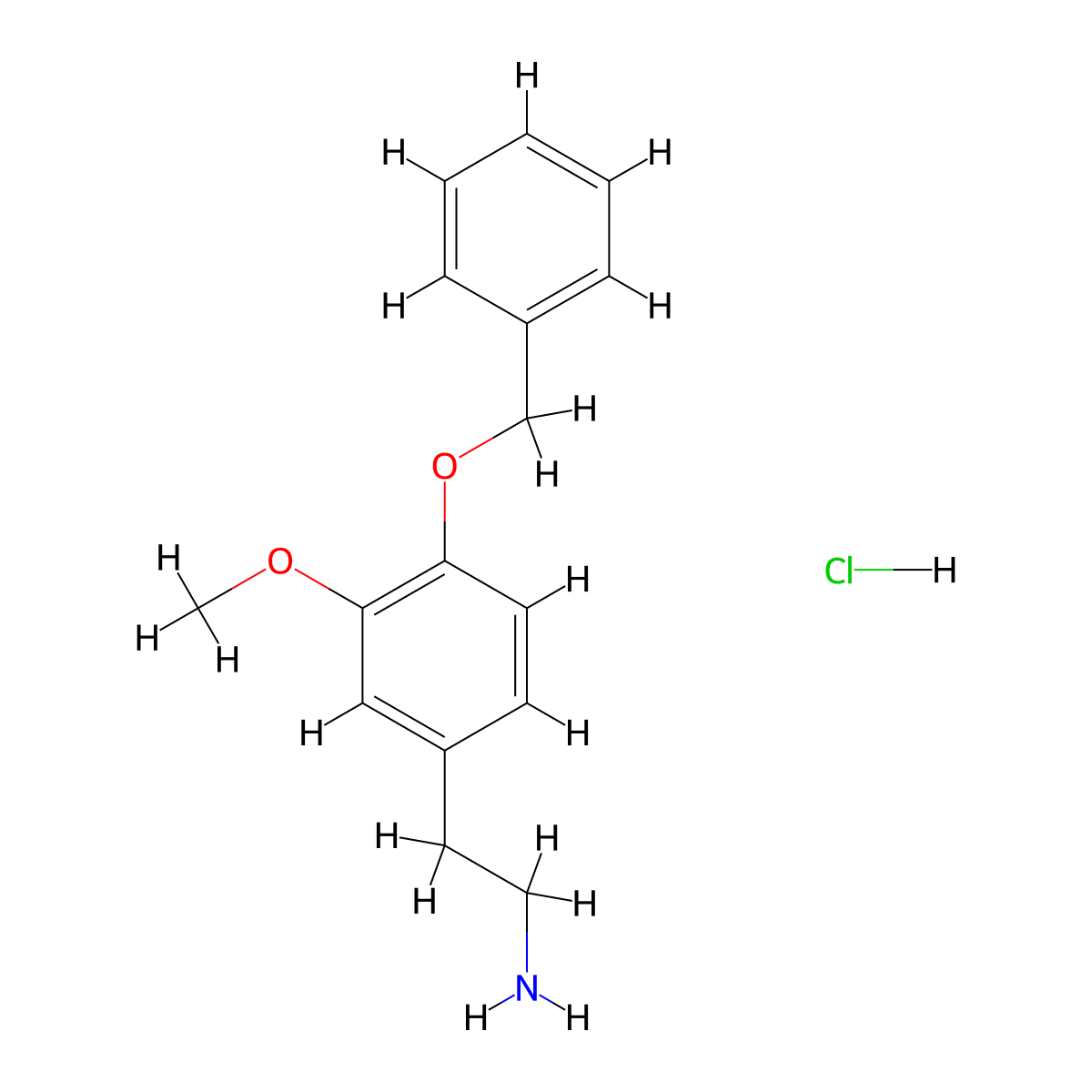 Benzeneethanamine, 3-methoxy-4-(phenylmethoxy)-, hydrochloride molecular structure, CAS 1860-57-7