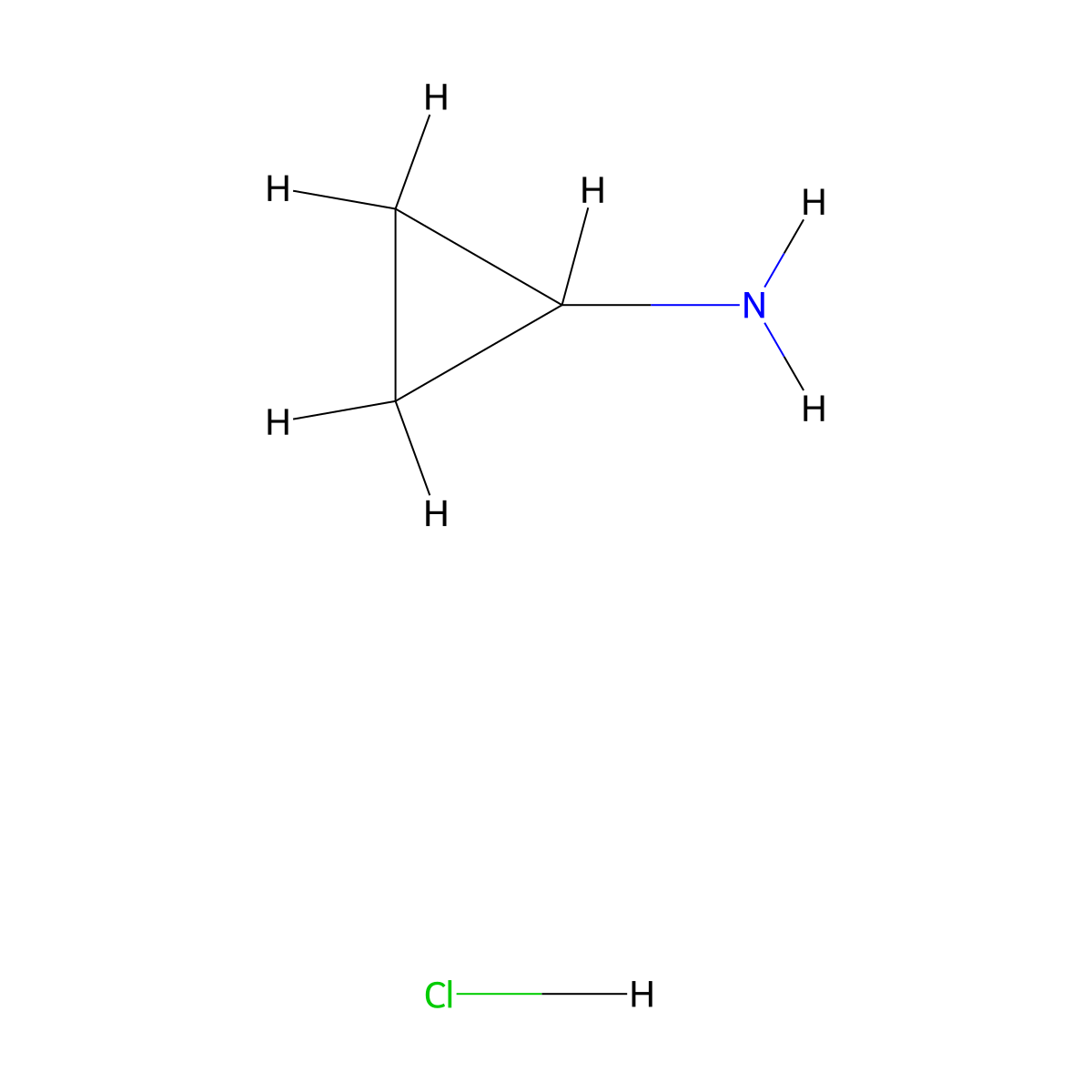 Cyclopropylamine hydrochloride molecular structure, CAS 18600-39-0