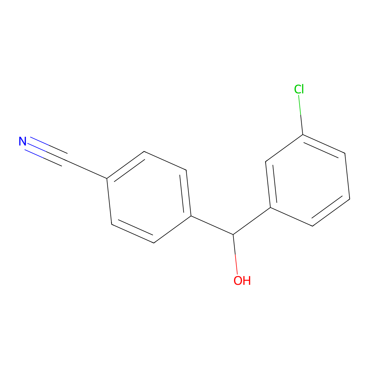 4-[(3-Chlorophenyl)(hydroxy)methyl]benzonitrile molecular structure, CAS 186000-52-2
