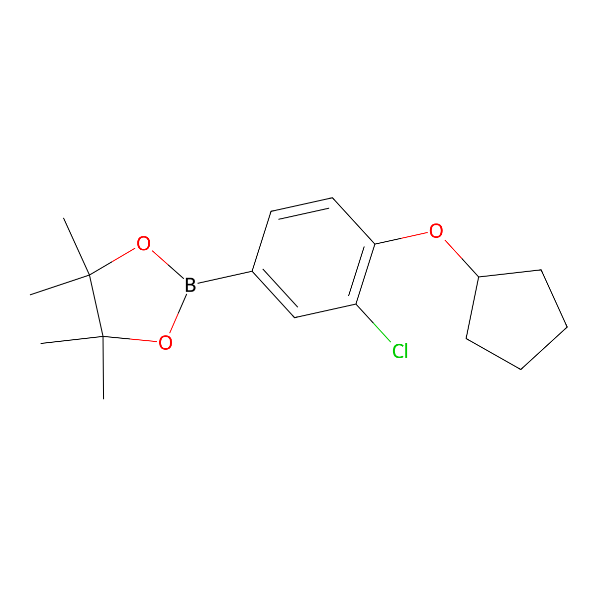 2-(3-Chloro-4-(cyclopentyloxy)phenyl)-4,4,5,5-tetramethyl-1,3,2-dioxaborolane molecular structure, CAS 1860005-01-1