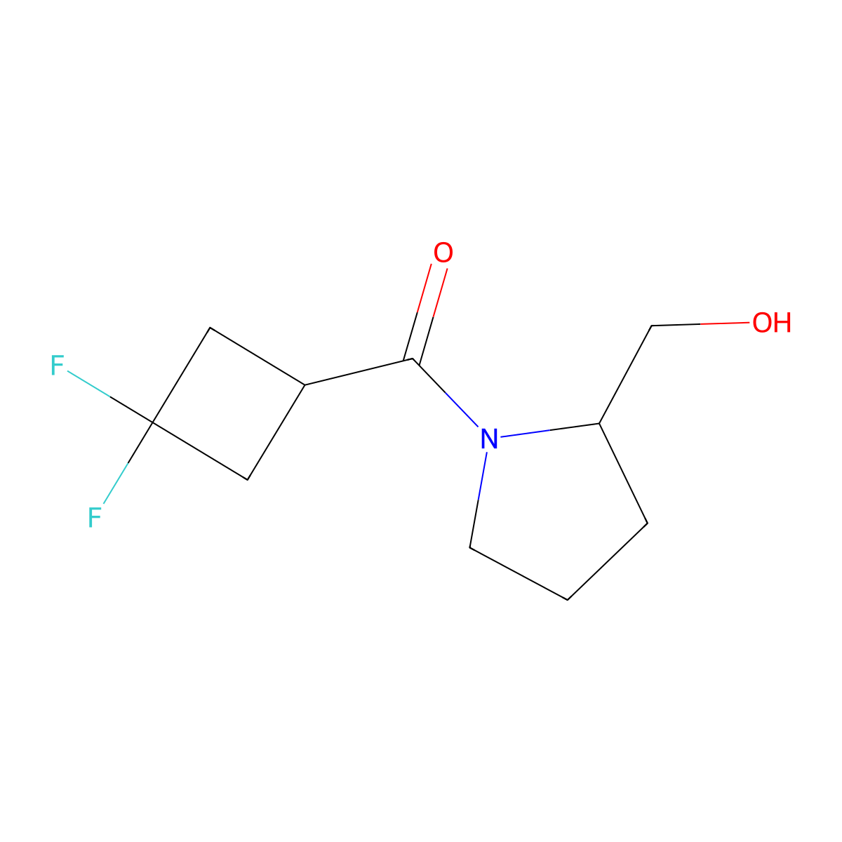 [1-(3,3-Difluorocyclobutanecarbonyl)pyrrolidin-2-yl]methanol molecular structure, CAS 1860009-25-1