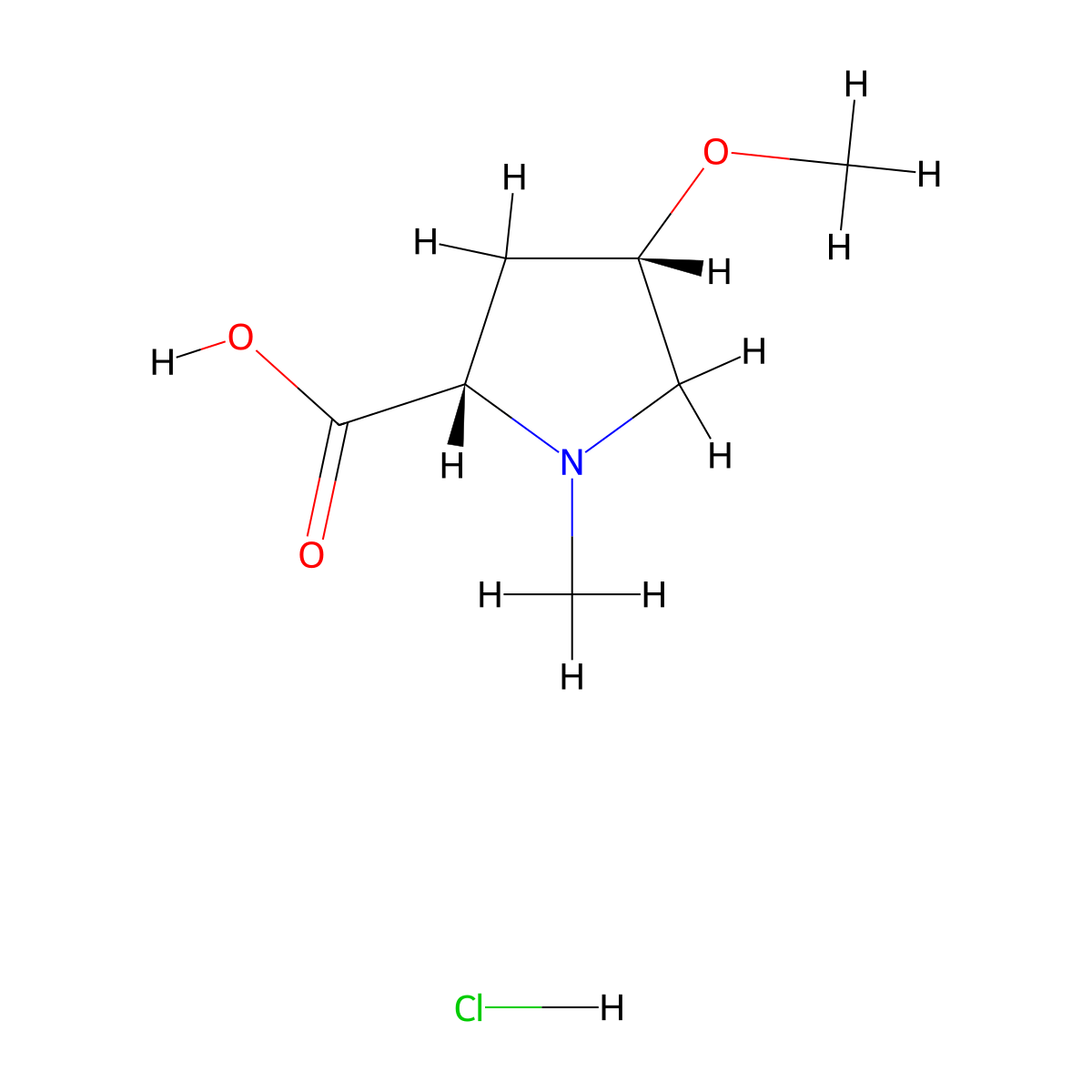 (2S,4S)-4-Methoxy-1-methylpyrrolidine-2-carboxylic acid hydrochloride molecular structure, CAS 1860012-47-0