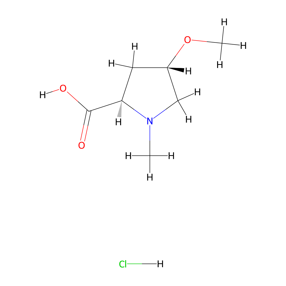 (2R,4S)-4-Methoxy-1-methylpyrrolidine-2-carboxylic acid hydrochloride molecular structure, CAS 1860012-49-2