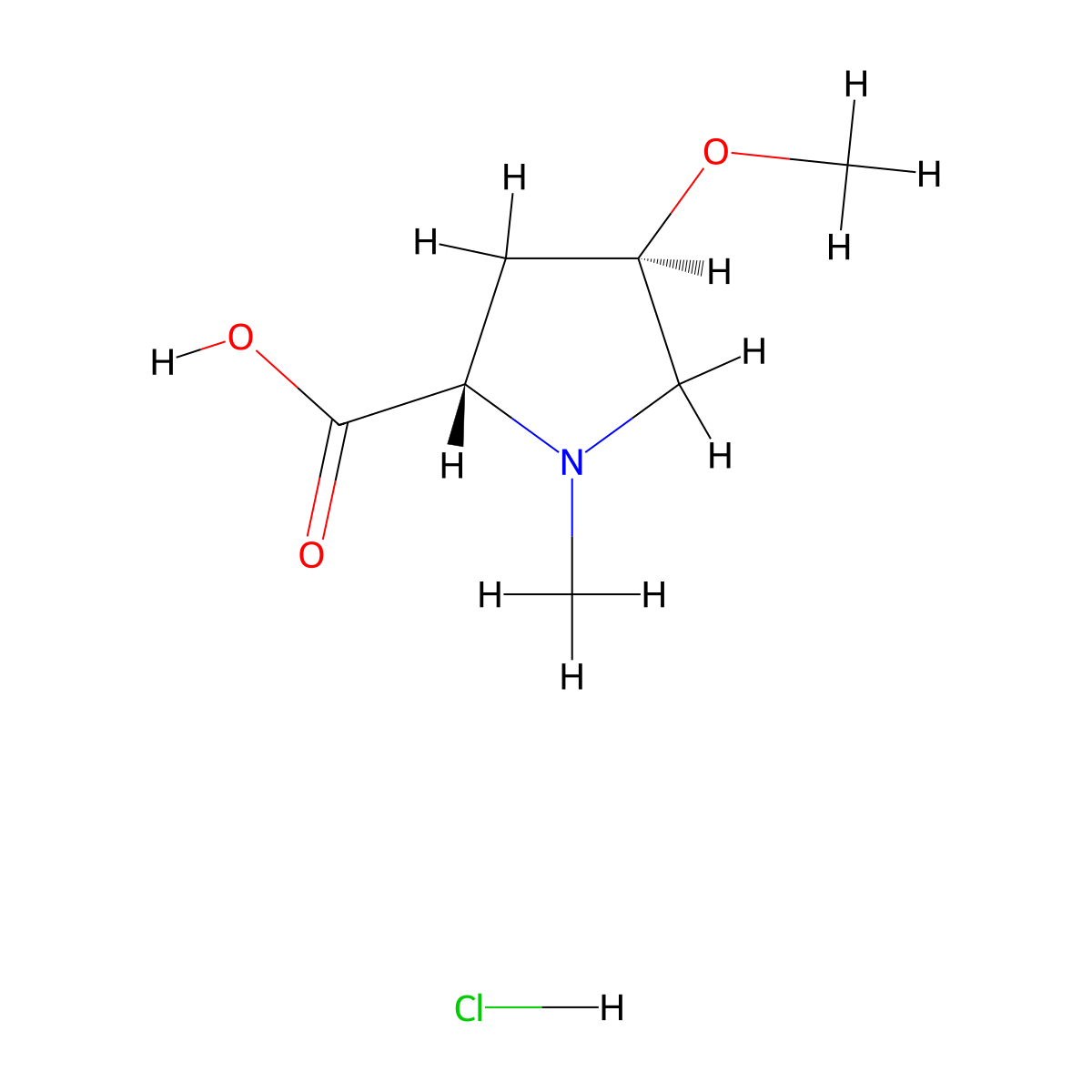 (2S,4R)-4-Methoxy-1-methylpyrrolidine-2-carboxylic acid hydrochloride molecular structure, CAS 1860012-51-6