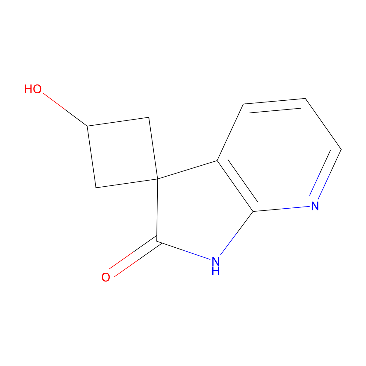 3-Hydroxy-1',2'-dihydrospiro[cyclobutane-1,3'-pyrrolo[2,3-b]pyridine]-2'-one molecular structure, CAS 1860028-21-2